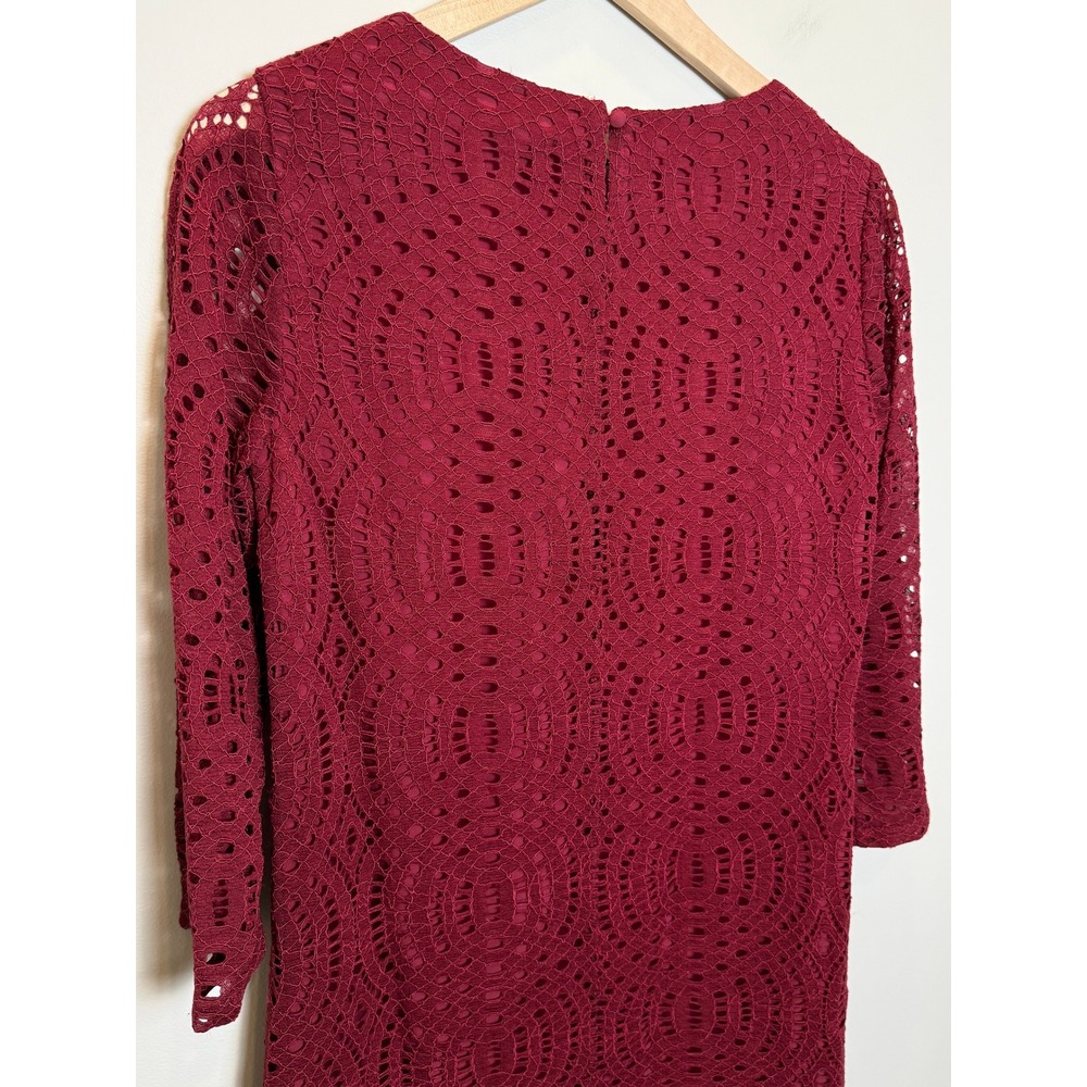 J. Crew‎ Factory 2 Lace Overlay Shift Dress Burgundy Red Romantic Church Modest - Picture 8 of 12